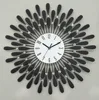 Clear Diamante Beaded Jeweled Black Sunflower Metal Spiked Wall Clock