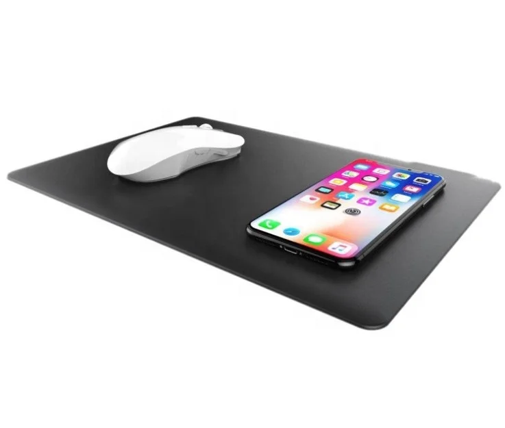 

Ultrathin Free Emboss OEM LOGO 5V 1A PU Leather qi wireless charger mousepad, Black white blank sublimation mouse pad