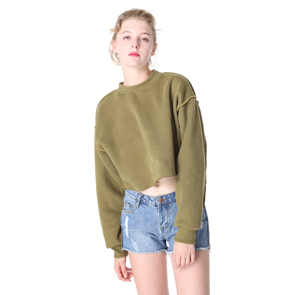 Women Fleece Warm Crop Top Sweatshirt Buy Crewneck Fleece Sweatshirt   HTB1yBvghlsmBKNjSZFsq6yXSVXas 