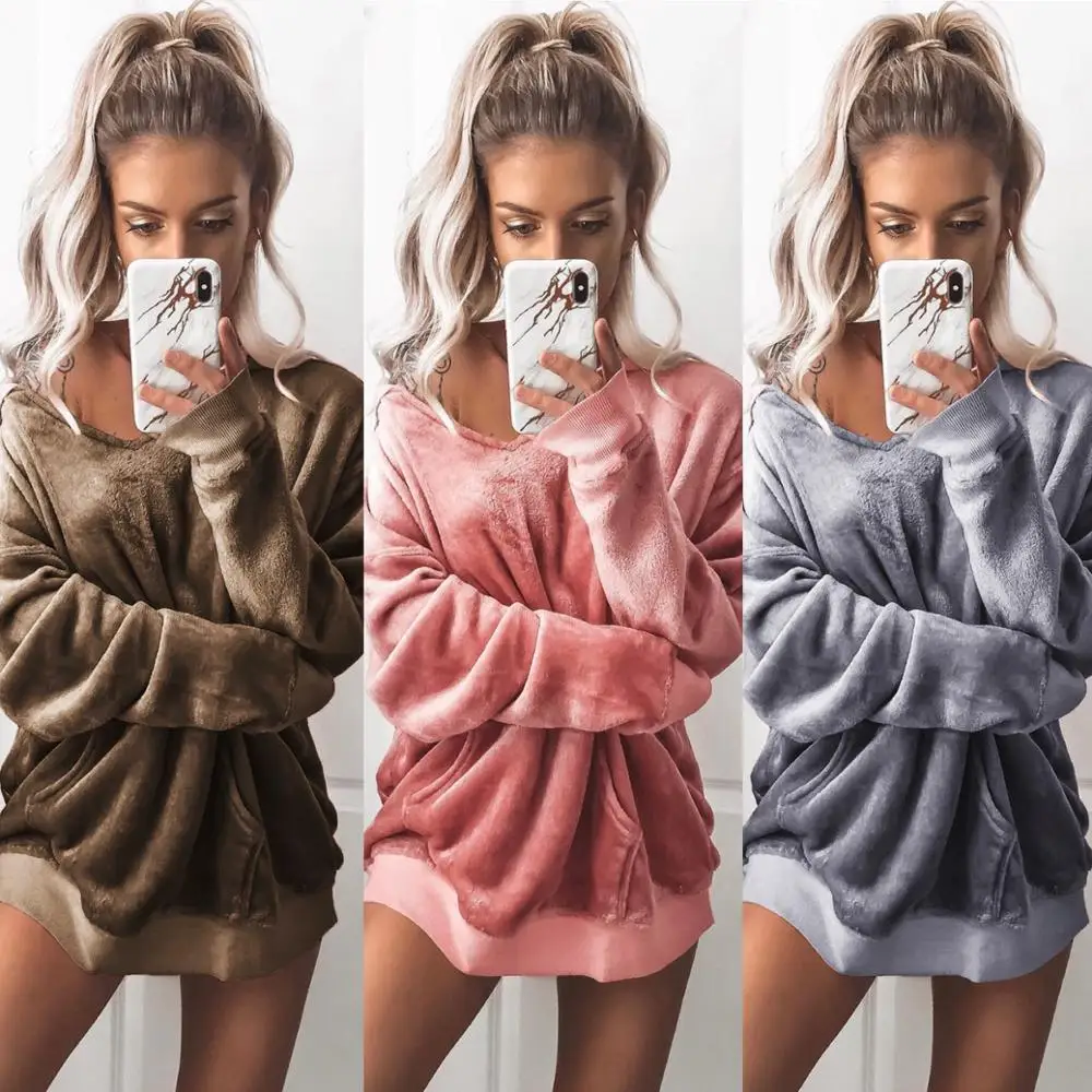 

Hot Sale Winter Girls Hoodie Sweater Velvet Pullover Hoodie Women