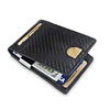Factory custom RFID carbon fiber men's wallet Slim leather metal wallet US dollar clip wholesale