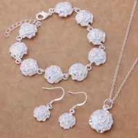 

Hainon fashion factory wholesale jewelry set 925 silver plating flower shape jewelry