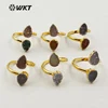 WT-R276 Wholesale New arrival Gorgeous Natural pure color agate Rings in 24K Real gold paved for fashion woman