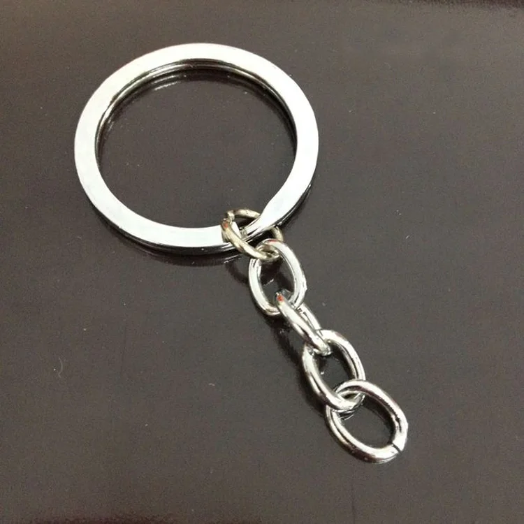 

Sliver Flat Ring With Four Chain Accessories KeyChain, Nickel
