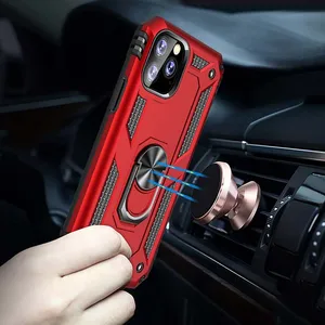 Mobile Phone Accessories;Military Rugged Back Cover Phone For iPhone 11 Magnetic Finger Ring Phone Case
