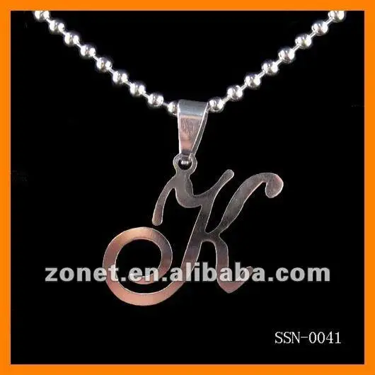 Stainless Steel Alphabet Letter K Pendant Necklace Wholesale SSN-0041