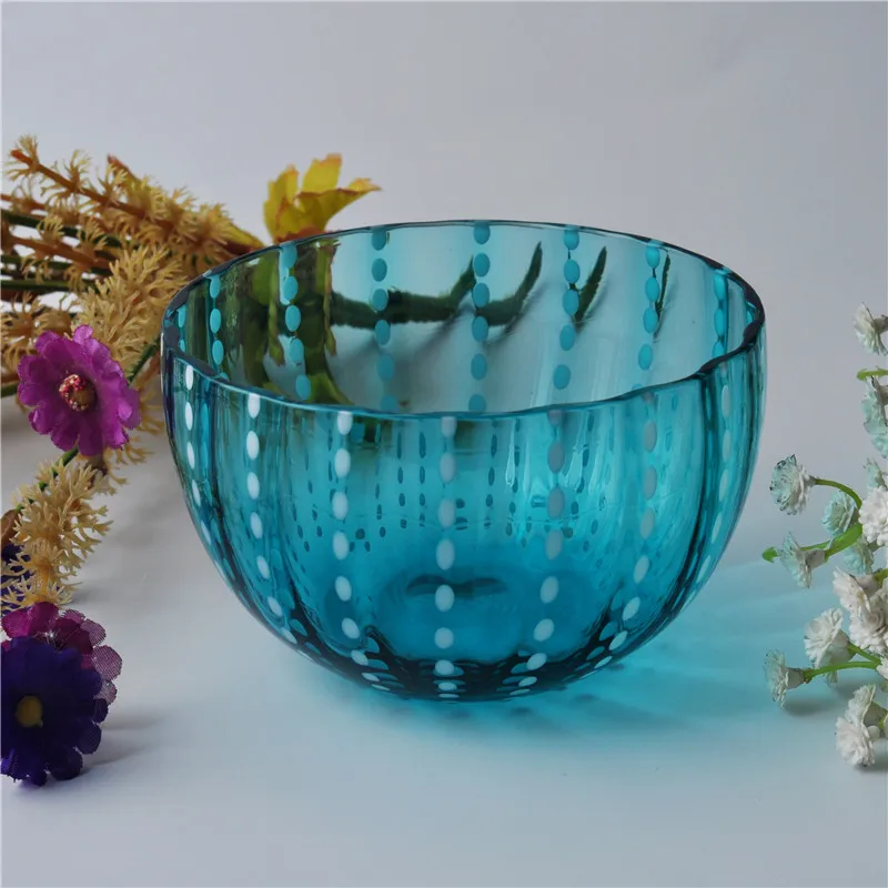 Wholesales glass candle jars dotted design home decoration