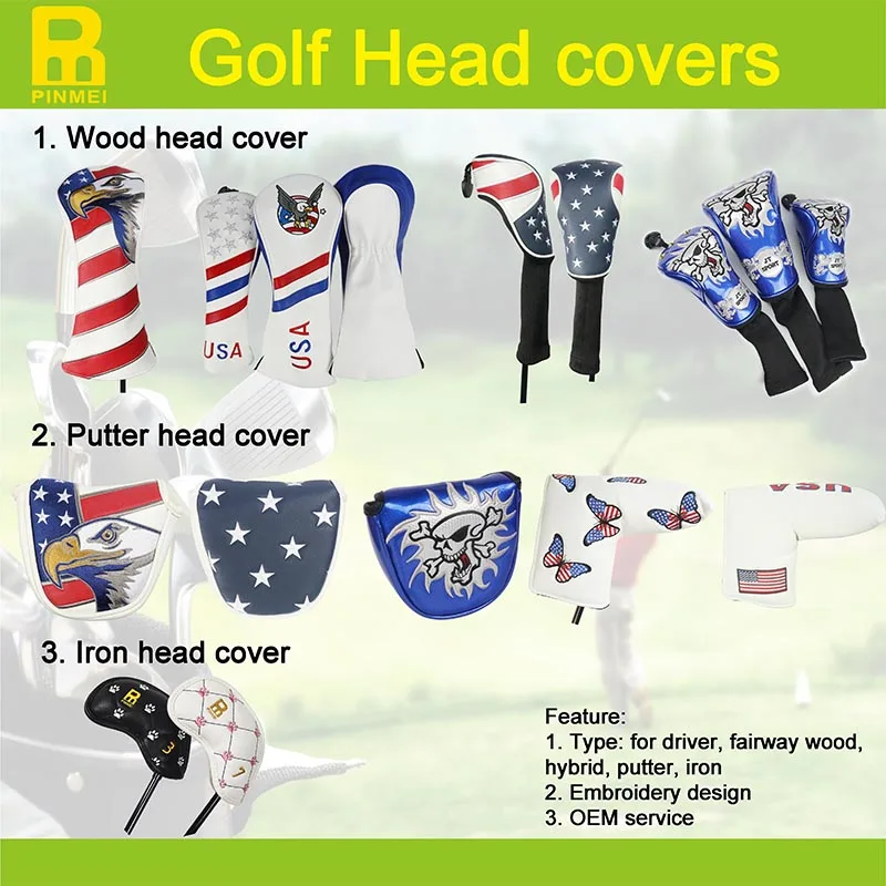 Customized Embroidery Logo Golf Putter Head Cover Blade Putter Cover