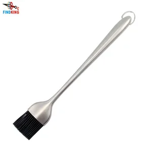 Image of BBQ Grill Silicone Basting Brush 12 Inch Stainless Steel Handle With Silicone Bristles