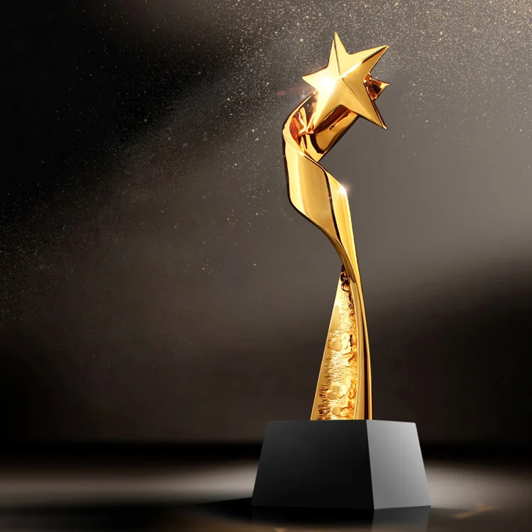 

Hot selling unique design gold color crystal star shape trophy for souvenir gift