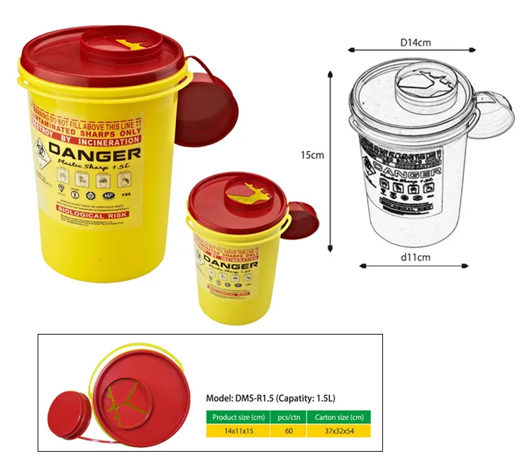 1.5l Dangerous Biological Medical Waste Container For Hospital Buy
