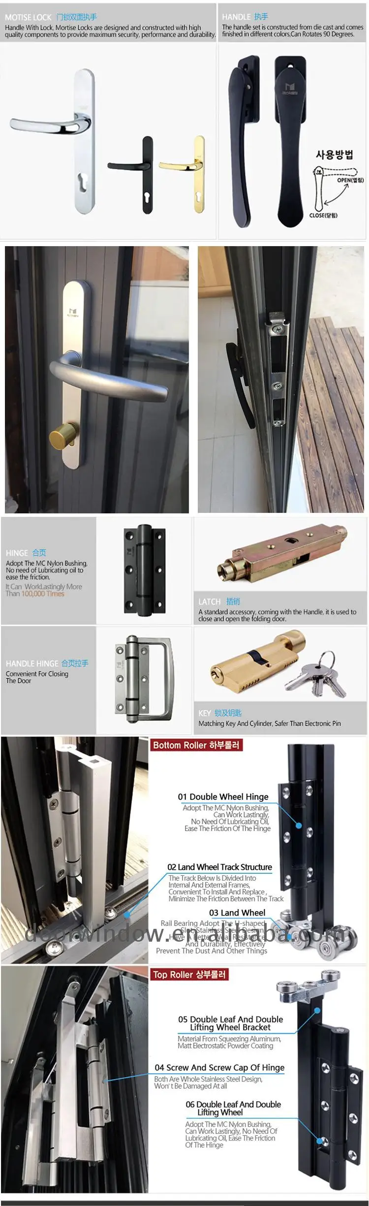 Wood grain aluminium frame glass doors and bi-fold door waterproof toilet alloy casement windows