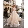 Modest Appliqued Square Lace Bateau Sleeveless Wedding Dress 2019 Bridal Gown