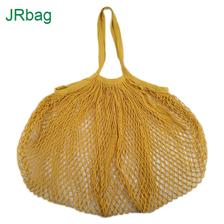 

Stock Reusable Yellow Big Cotton Mesh Beach Handle Tote Bag For Shopping Vegetable, Natural white balck green yellow