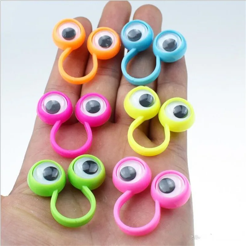 Children Novelty Toy Multi Color Eye Finger Puppets Plastic Rings With ...