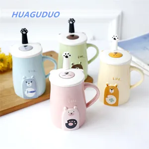 Image of 2019 daily household items made in china cute bear design ceramic espresso cups for tea child cartoon printing travel mug