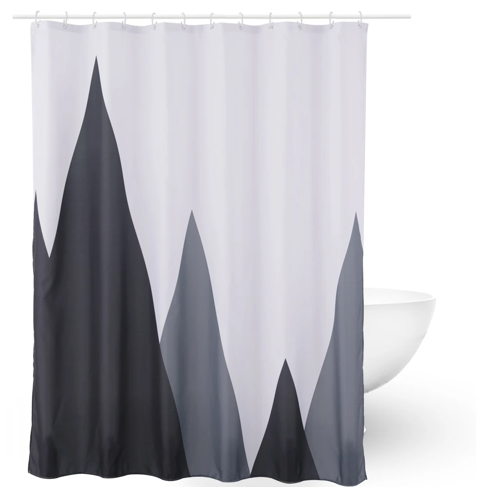 

shower curtain 2021 Waterproof Polyester Black White Shower Curtain with Rings