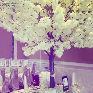 Image of GIGA indoor mini white led artificial cherry blossom tree centerpiece