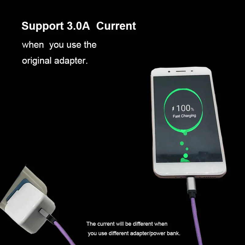 2.5A Fast Charging Phone Micro Nylon Stand Only Types Braided Type-C USB Data Cable
