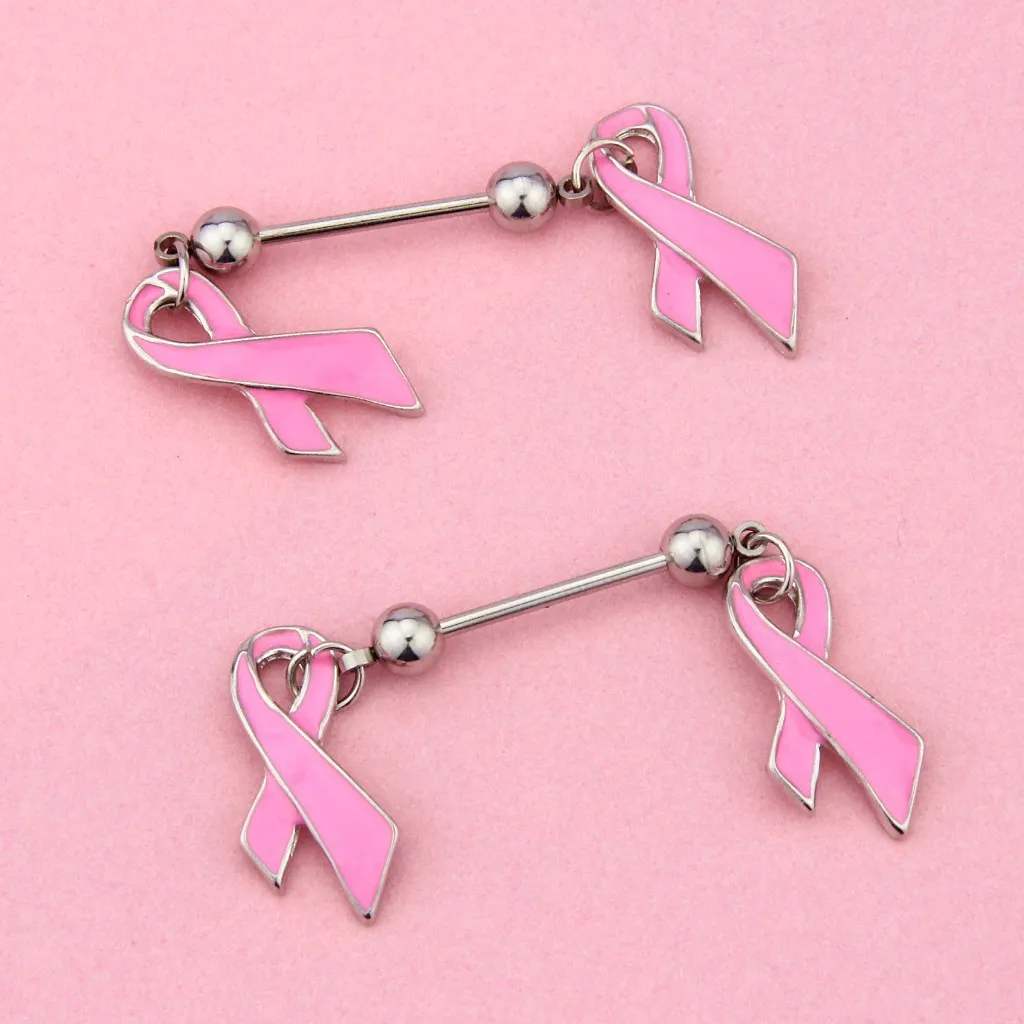 nipple ring alternative girl piercings - buy 1 件粉红色丝带