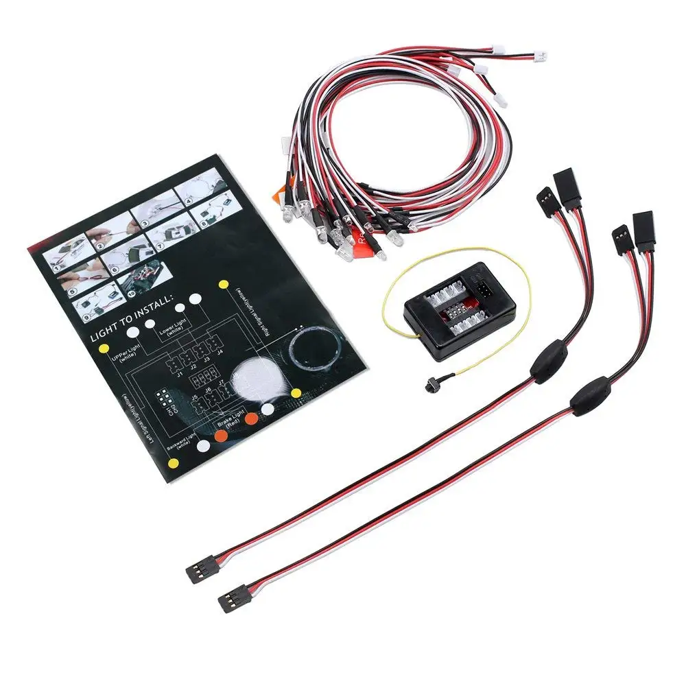 Tanice 12 LED Flashing Head Light Lamp No Solder Realistic System LED Light Kit for 1:10 RC Model Car Truck