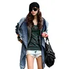 Newest Style Lady Jean Jacket Long Sleeve Woman Hooded Denim Jacket