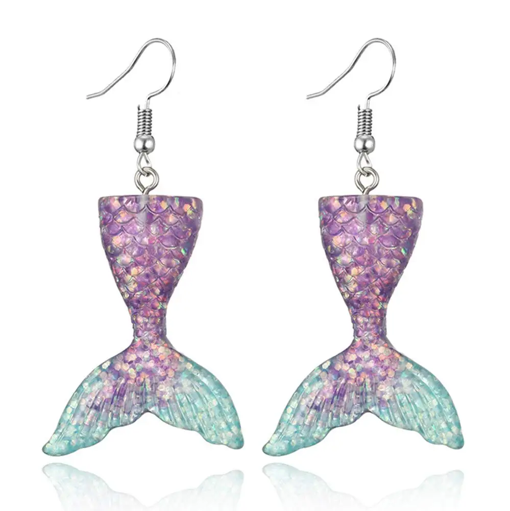 

Trendy Night Club Womens Jewelry Bling Sequins Mermaid Tail Drop Earrings Personality Fishtail Hook Earrings