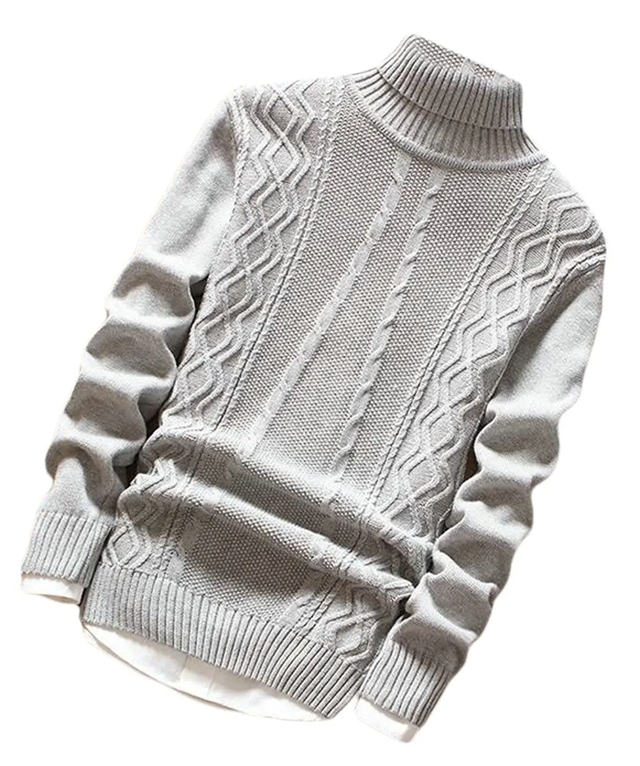 Cromoncent Mens Autumn Winter Casual Turtleneck Cable Knit Pullover Jumper Sweater