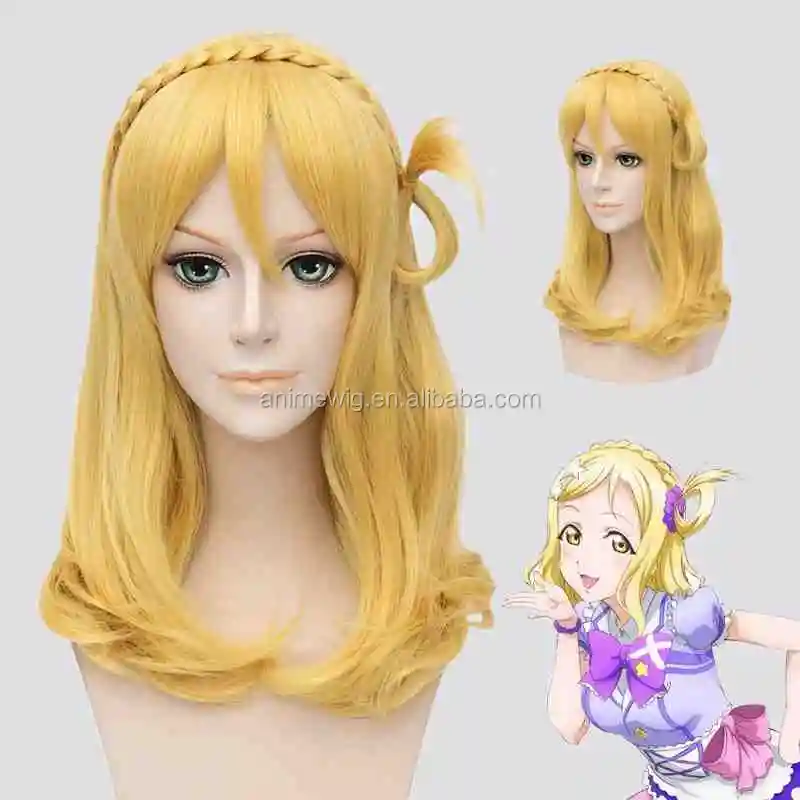 

High Quality Mari Ohara Wig LoveLive!Sunshine!! Cosplay Wig 55cm Medium Blonde Anime Hair Wig CS-181M