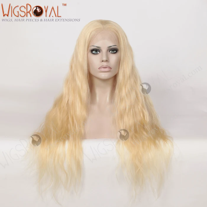 

blonde wavy wig , 613 human hair blonde lace front wig, 613#