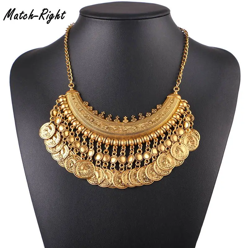 2018 Women Fashion Jewelry National Style Statementl Necklace Round Coin Pendants Accessories for Party Gift Daily KK003