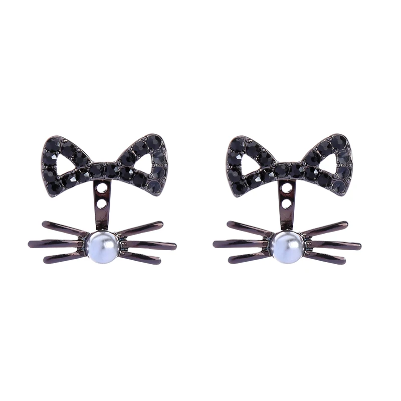 

ed00777c Black Crystal Pearl Earring Lovely Cat Earrings For Little Girls