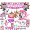 Unicorn Birthday Party Supplies & Decorations - Unicorn Horns Headband | Party Plates Set for Kids | Balloons | Cupcake Wrappers