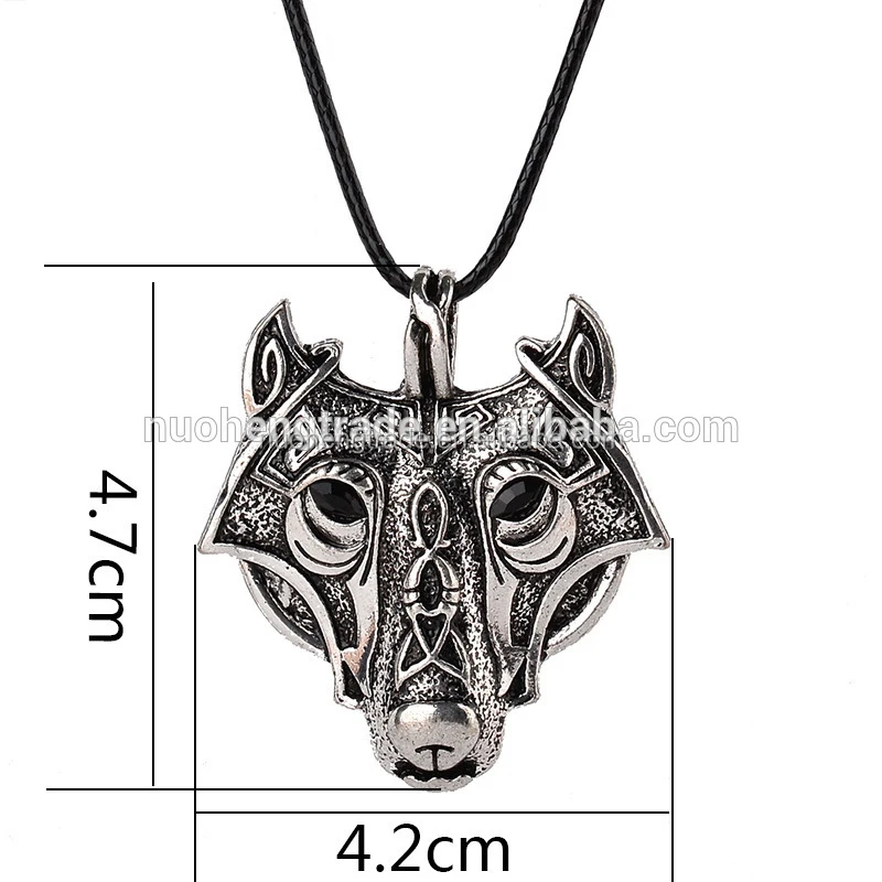 

Hot Sale Norse Vikings Wolf Head Maxi Necklace & Pendants For Men Domineering Courage Gifts Necklace Jewelry, Antique silver