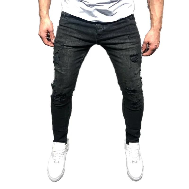 2019 Fashion Men's Stock Trousers Skinny Pants Ripped Denim Jeans Men Jeans