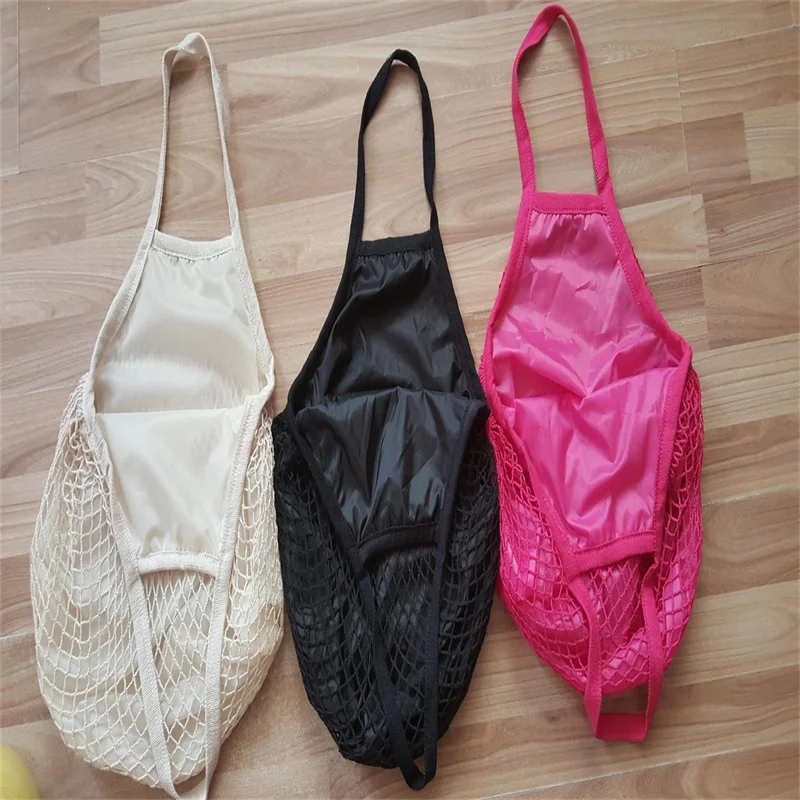 

2019 New Hot Design Washable Organic Organizer Shopping Tote Cotton Mesh Bag, Natural color/custom