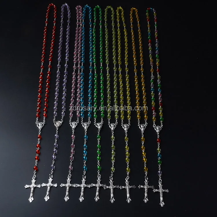 

Transparent Mult-colors Necklace Plastic bead for Prayer's Customized ODM Mary Medals Centerpiece Rosario Catholic Rosary