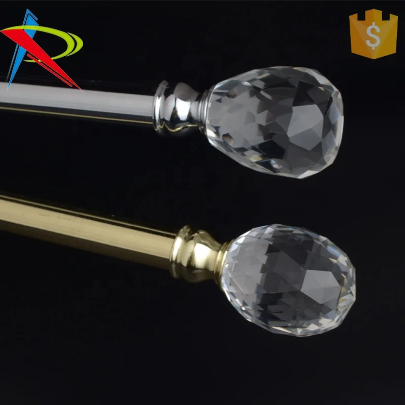 Crystal Glass Finials For Chrome Curtain Rods From Hardware Maunfactuer