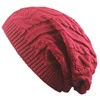 Unisex Winter Solid Chic Slouchy Cable custom Knit long Cuff Beanie hats