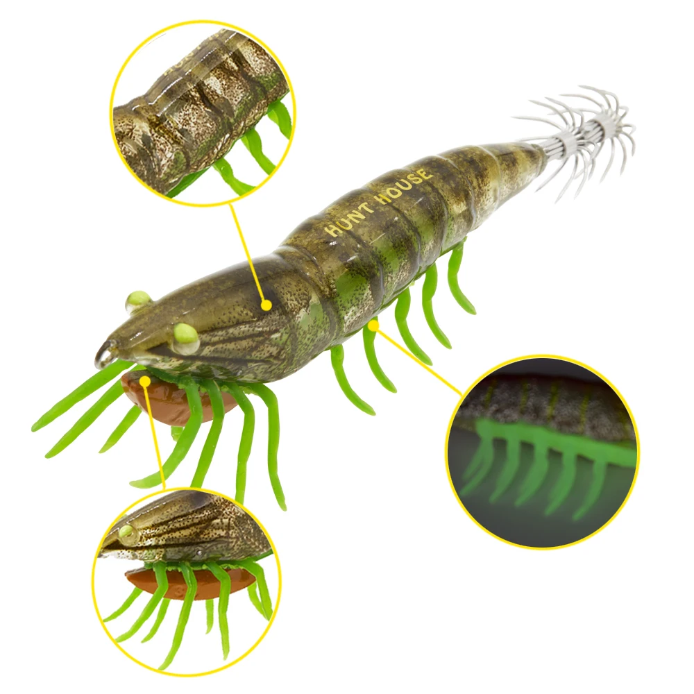 

12cm 3d Luminous octopus fishing hard plastic fish shrimp lure, Various colors