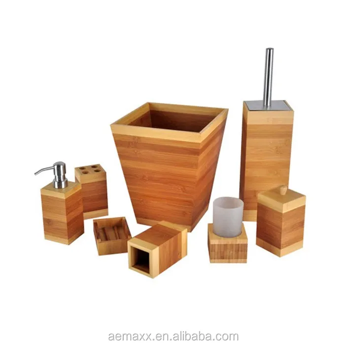Fashion Design 8pcs Bamboo Bathroom Accessories Buy Bamboo Bathroom