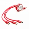 Usb charging cable multiple adapters retractable phone charging cable android charger cord type c