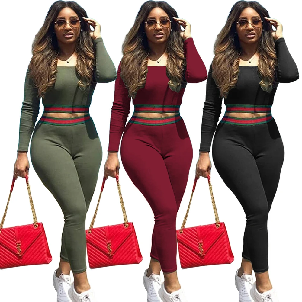 

A2012 women's long sleeve top and pencil pants two pieces outfits, N/a