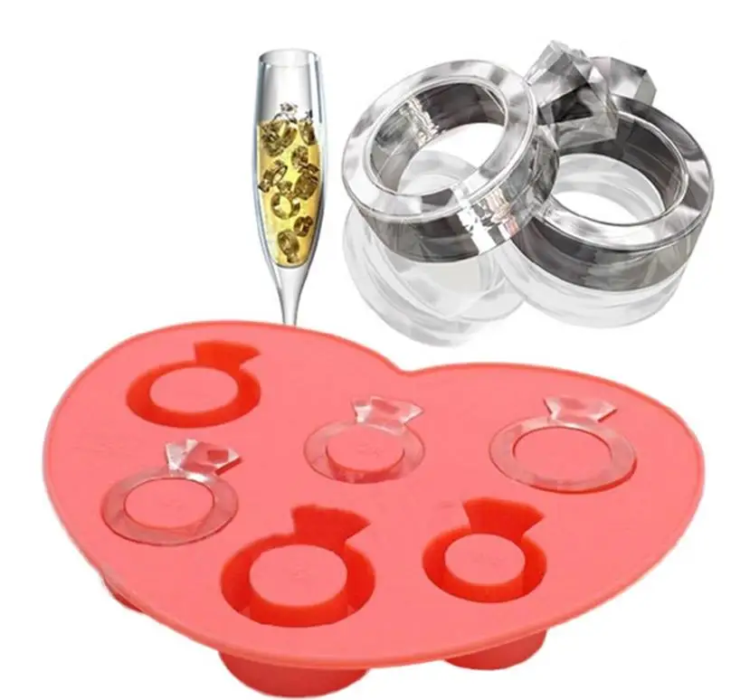 

Hot Sales Diamond Shape Ring Silicone Ice Cube Tray, Blue,red,pink etc or customized color