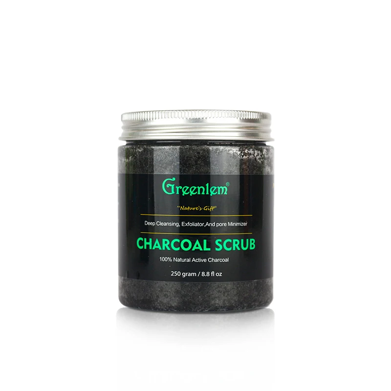 

Exfoliator Pore Minimizer Organic Natural Activated Charcoal Body Scrub For Deep Cleansing, Black