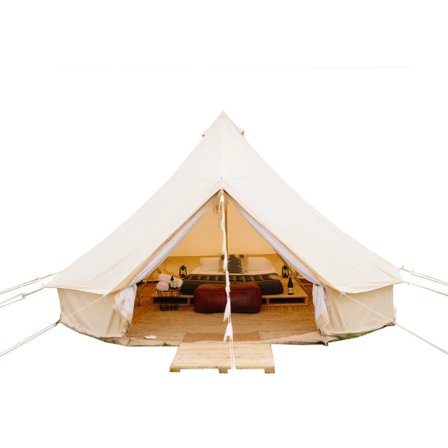 

Family Mouldproof Tipi Tent Glamping Beach Wedding Bell Tent, Beige