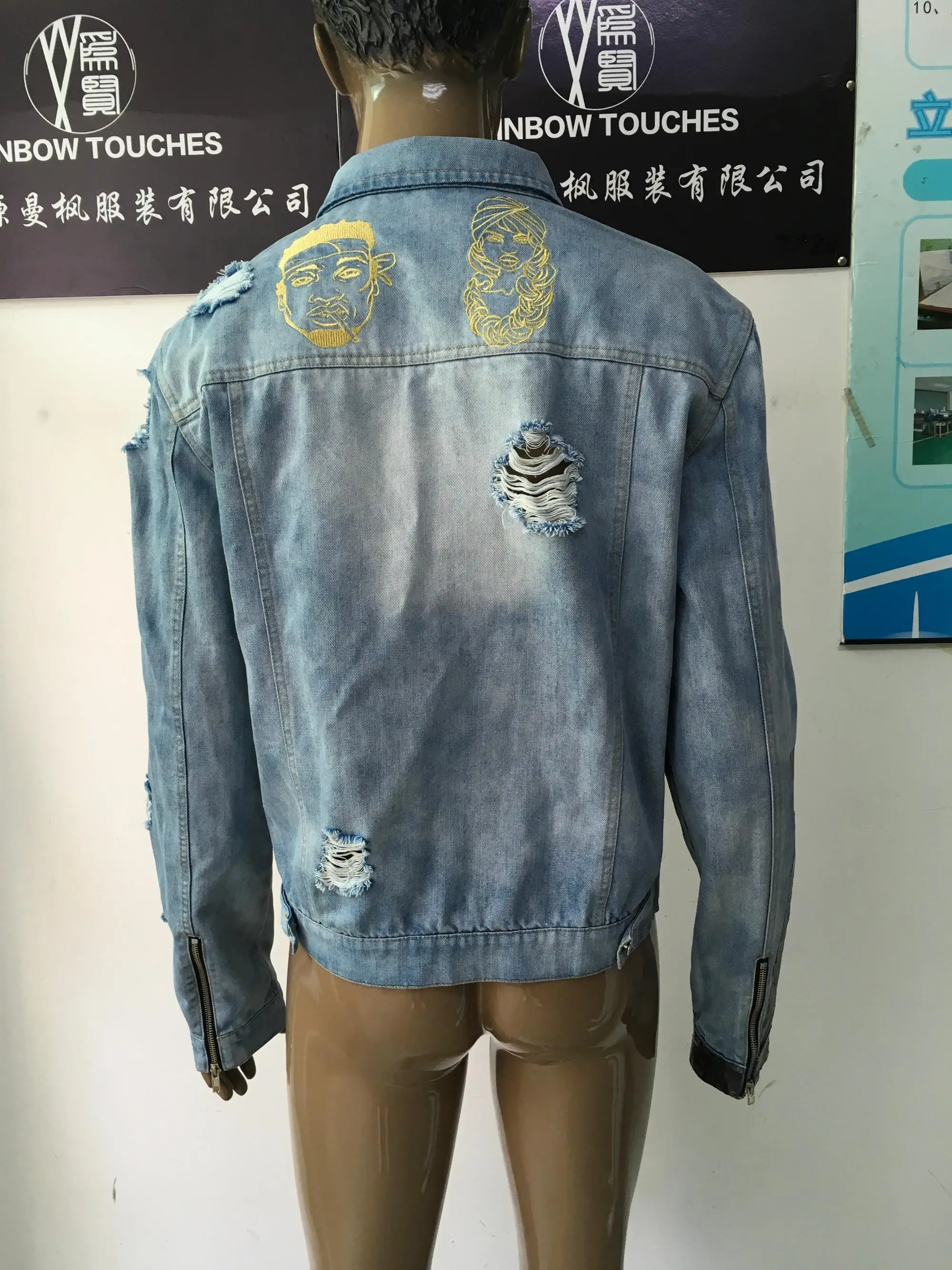Custom Wholesale Trending Men Jean Jacket Patchwork Denim Jacket Buy
