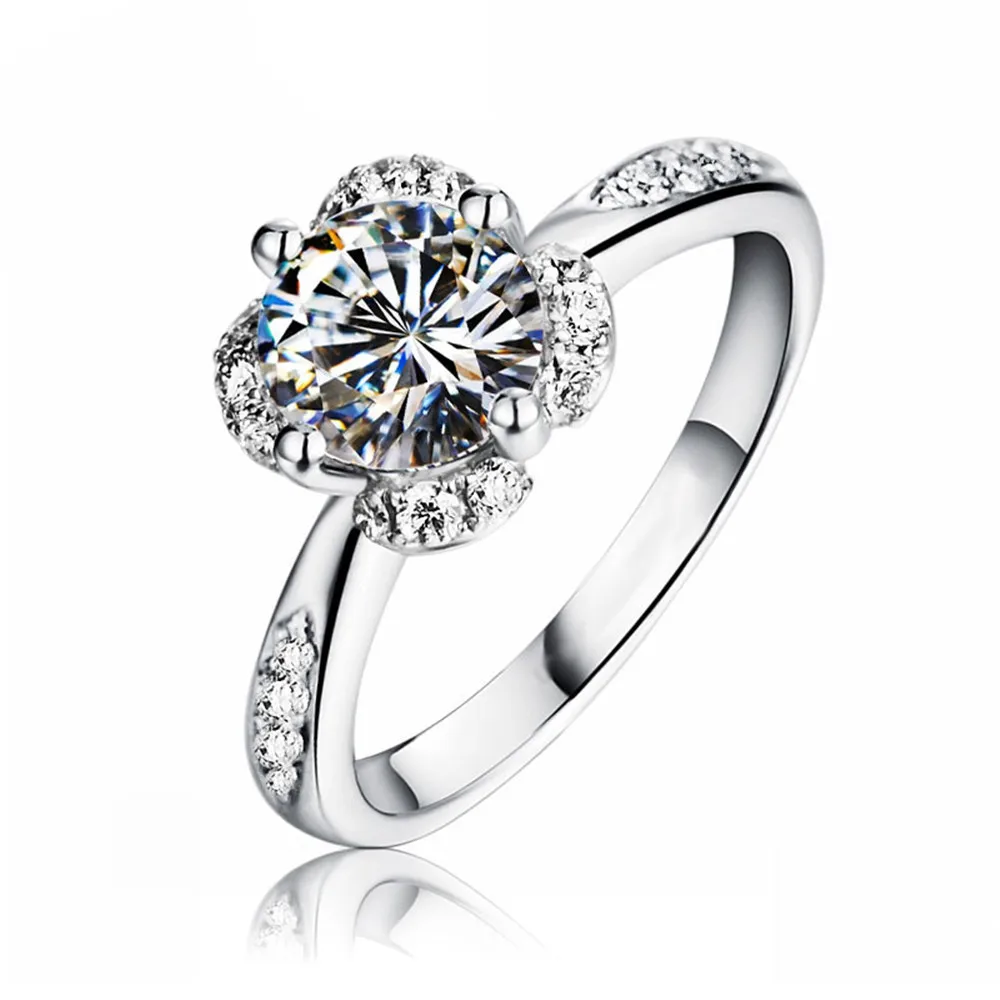 

SKA Flower Shape White Zircon Ring For Women, Picture