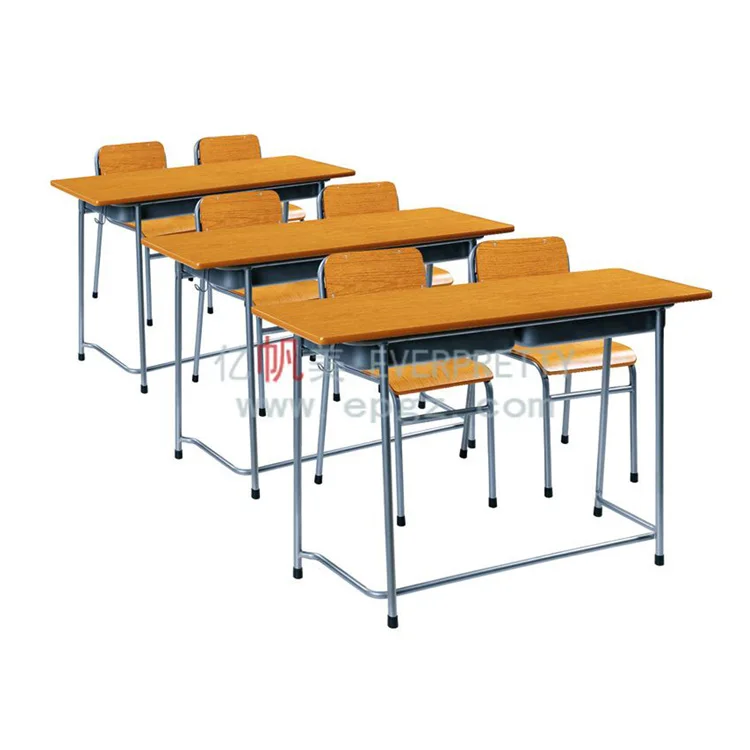 High Quality Cheap Price School Furniture Double Desk And Chair For