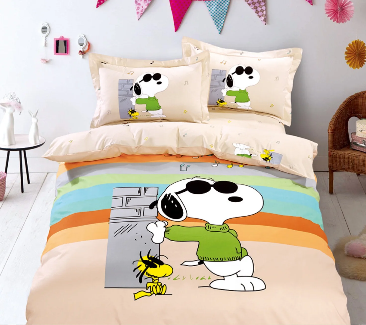 Printed Snoopy Bedding Set,Pet Design Baby Cot Comforter,100 Cotton